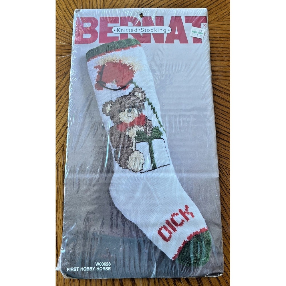Bernat Christmas Stocking Kit Knit Knitted 1980s First Hobby Horse NEW Vintage